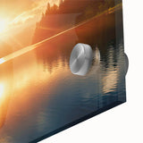 Serene Sunset Over Lake – Peaceful Sun Wall Art with Forest Reflections