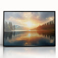 Serene Sunset Over Lake – Peaceful Sun Wall Art with Forest Reflections