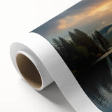 Serene Sunset Over Lake – Peaceful Sun Wall Art with Forest Reflections
