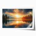 Serene Sunset Over Lake – Peaceful Sun Wall Art with Forest Reflections