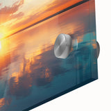 Colorful Sunset Over Lake – Vibrant Sun Wall Art with Reflective Water