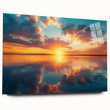 Colorful Sunset Over Lake – Vibrant Sun Wall Art with Reflective Water