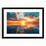 Colorful Sunset Over Lake – Vibrant Sun Wall Art with Reflective Water