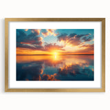 Colorful Sunset Over Lake – Vibrant Sun Wall Art with Reflective Water