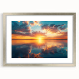 Colorful Sunset Over Lake – Vibrant Sun Wall Art with Reflective Water