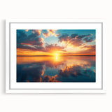 Colorful Sunset Over Lake – Vibrant Sun Wall Art with Reflective Water