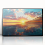 Colorful Sunset Over Lake – Vibrant Sun Wall Art with Reflective Water