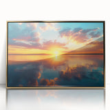 Colorful Sunset Over Lake – Vibrant Sun Wall Art with Reflective Water