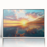 Colorful Sunset Over Lake – Vibrant Sun Wall Art with Reflective Water