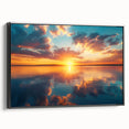 Colorful Sunset Over Lake – Vibrant Sun Wall Art with Reflective Water