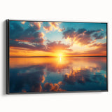 Colorful Sunset Over Lake – Vibrant Sun Wall Art with Reflective Water