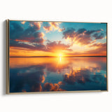 Colorful Sunset Over Lake – Vibrant Sun Wall Art with Reflective Water