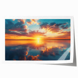 Colorful Sunset Over Lake – Vibrant Sun Wall Art with Reflective Water