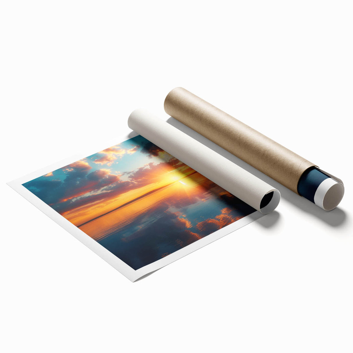 Colorful Sunset Over Lake – Vibrant Sun Wall Art with Reflective Water