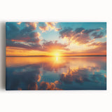 Colorful Sunset Over Lake – Vibrant Sun Wall Art with Reflective Water