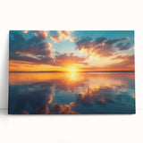 Colorful Sunset Over Lake – Vibrant Sun Wall Art with Reflective Water