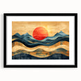 Abstract Red Sun and Waves – Modern Sun Wall Art with Bold Colors