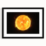 Detailed Sun in Space – Fiery Sun Wall Art with Solar Flares and Stars