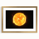 Detailed Sun in Space – Fiery Sun Wall Art with Solar Flares and Stars