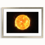Detailed Sun in Space – Fiery Sun Wall Art with Solar Flares and Stars