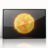Detailed Sun in Space – Fiery Sun Wall Art with Solar Flares and Stars