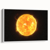 Detailed Sun in Space – Fiery Sun Wall Art with Solar Flares and Stars