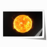 Detailed Sun in Space – Fiery Sun Wall Art with Solar Flares and Stars