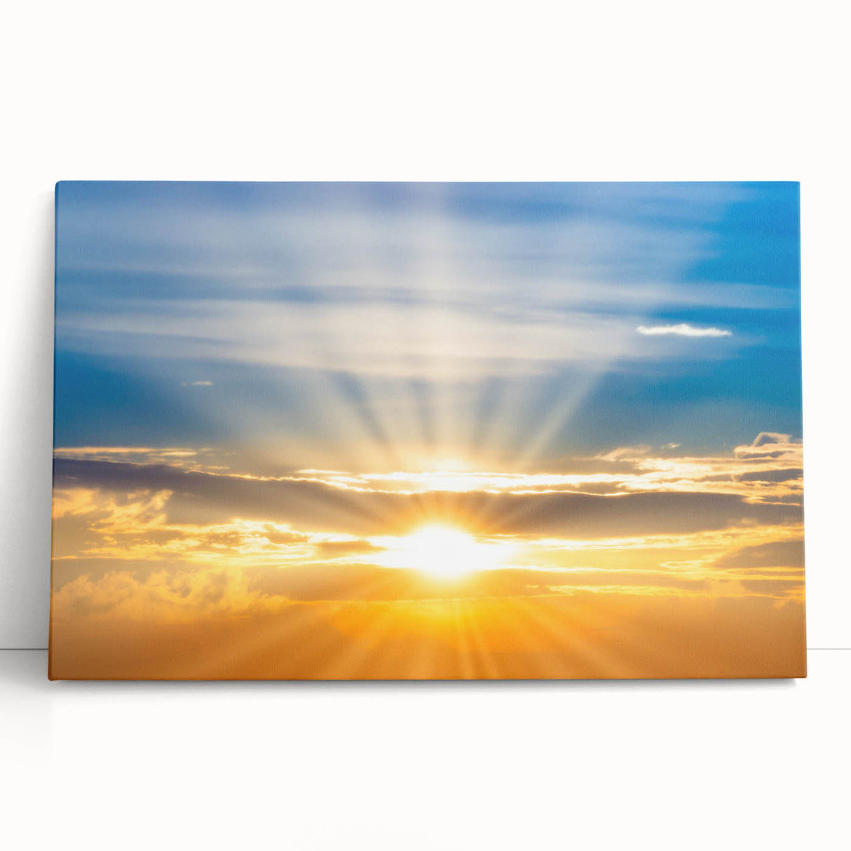 Radiant Sunrise Over Horizon – Peaceful Sun Wall Art with Blue Skies