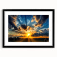 Vibrant Sunset Over Field – Stunning Sun Wall Art with Dramatic Sky
