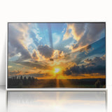 Vibrant Sunset Over Field – Stunning Sun Wall Art with Dramatic Sky