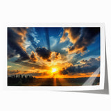 Vibrant Sunset Over Field – Stunning Sun Wall Art with Dramatic Sky