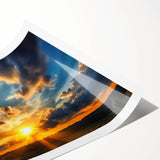 Vibrant Sunset Over Field – Stunning Sun Wall Art with Dramatic Sky