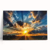 Vibrant Sunset Over Field – Stunning Sun Wall Art with Dramatic Sky