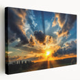 Vibrant Sunset Over Field – Stunning Sun Wall Art with Dramatic Sky