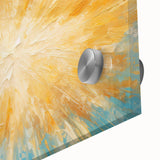 Radiant Sunburst Explosion – Abstract Sun Wall Art with Gold and Blue