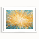 Radiant Sunburst Explosion – Abstract Sun Wall Art with Gold and Blue
