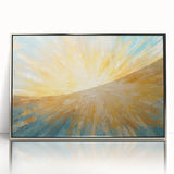 Radiant Sunburst Explosion – Abstract Sun Wall Art with Gold and Blue