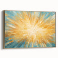 Radiant Sunburst Explosion – Abstract Sun Wall Art with Gold and Blue