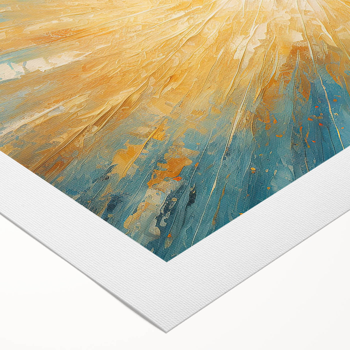 Radiant Sunburst Explosion – Abstract Sun Wall Art with Gold and Blue