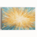 Radiant Sunburst Explosion – Abstract Sun Wall Art with Gold and Blue