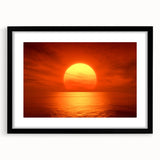 Vivid Sunset Over Ocean – Bold Sun Wall Art with Fiery Red Hues