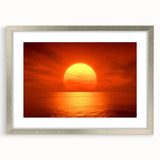 Vivid Sunset Over Ocean – Bold Sun Wall Art with Fiery Red Hues