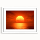 Vivid Sunset Over Ocean – Bold Sun Wall Art with Fiery Red Hues