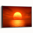 Vivid Sunset Over Ocean – Bold Sun Wall Art with Fiery Red Hues