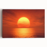 Vivid Sunset Over Ocean – Bold Sun Wall Art with Fiery Red Hues