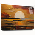 Abstract White Sun Over Golden Horizon – Modern Sun Wall Art