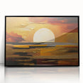Abstract White Sun Over Golden Horizon – Modern Sun Wall Art