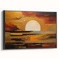 Abstract White Sun Over Golden Horizon – Modern Sun Wall Art