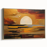 Abstract White Sun Over Golden Horizon – Modern Sun Wall Art