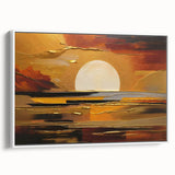 Abstract White Sun Over Golden Horizon – Modern Sun Wall Art